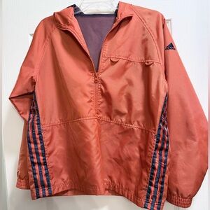 Adidas Orange Windbreaker Jacket with Navy Stripes
